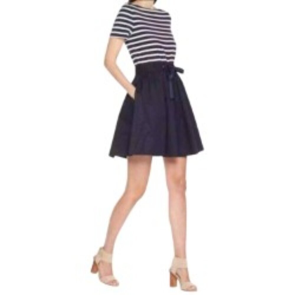 Kate Spade Broome Street Stripe Knit Mixed Media Dress Small